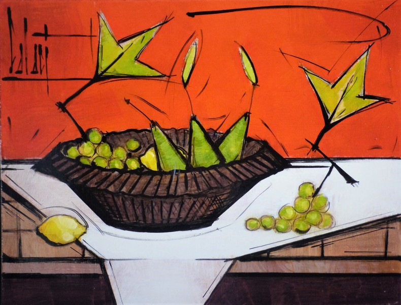 Poires et raisins, 65 X 50 CM